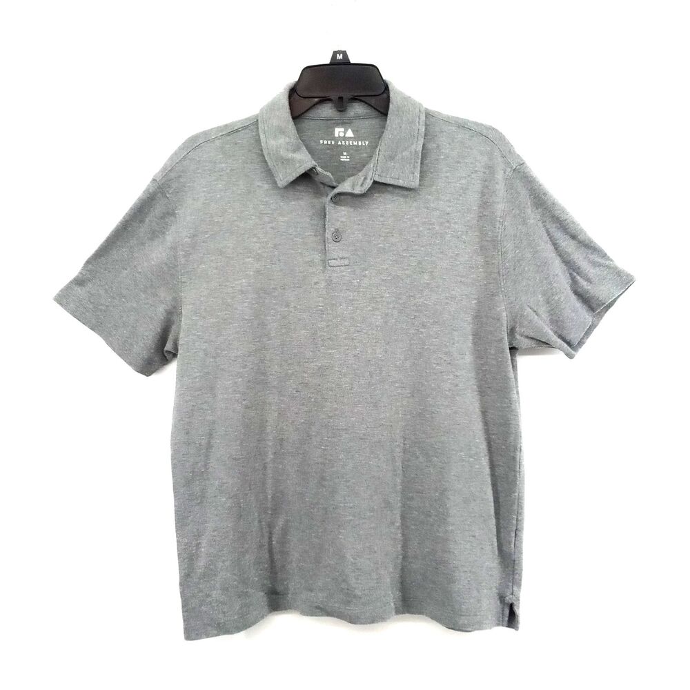 Free Assembly Polo Shirt Mens Medium Light Gray Short Sleeve Outdoor Golf Sport